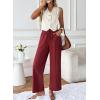 image:imageAcelitt Womens Linen Pants Drawstring Elastic Waist Casual Wide Leg Pants Beach Trousers with PocketsRed Dahlia