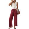 image:imageAcelitt Womens Linen Pants Drawstring Elastic Waist Casual Wide Leg Pants Beach Trousers with PocketsRed Dahlia