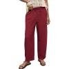 image:imageAcelitt Womens Linen Pants Drawstring Elastic Waist Casual Wide Leg Pants Beach Trousers with PocketsRed Dahlia