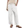 image:imageAcelitt Womens Linen Pants Drawstring Elastic Waist Casual Wide Leg Pants Beach Trousers with Pockets01white