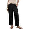 image:imageAcelitt Womens Linen Pants Drawstring Elastic Waist Casual Wide Leg Pants Beach Trousers with PocketsBlack