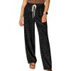 image:imageAcelitt Womens Leopard Pants Elastic Waist Casual Loose Wide Leg Lounge Pants with PocketsBlack