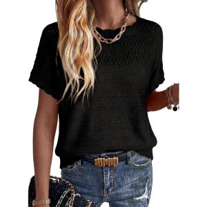 image:imageAcelitt Womens Short Sleeve Knit Sweater Tops SXXLBlack