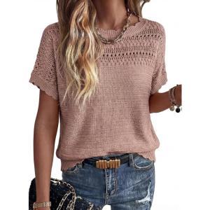 image:imageAcelitt Womens Short Sleeve Knit Sweater Tops SXXLBrown