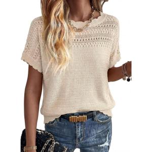 image:imageAcelitt Womens Short Sleeve Knit Sweater Tops SXXLKhaki