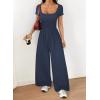 image:imageAcelitt One Piece Jumpsuits for Women Dressy Casual Short Sleeve Squared Neck Wide Leg Pants Rompers Jumpers with PocketsNavy Blue