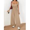 image:imageAcelitt One Piece Jumpsuits for Women Dressy Casual Short Sleeve Squared Neck Wide Leg Pants Rompers Jumpers with PocketsSmoke Gray