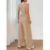 image:imageAcelitt One Piece Jumpsuits for Women Dressy Casual Short Sleeve Squared Neck Wide Leg Pants Rompers Jumpers with PocketsSmoke Gray