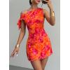 image:imageAcelitt Womens Summer Floral Off Shoulder DressSXXLOrange