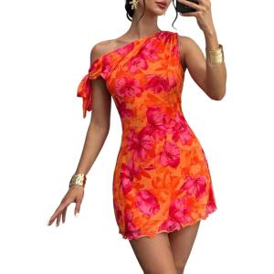 image:imageAcelitt Womens Summer Floral Off Shoulder DressSXXLOrange