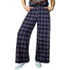 image:imageAcelitt Womens Casual Checkered Pants Elastic Waist Comfy Loose Wide Leg Pants with PocketsZchestnut