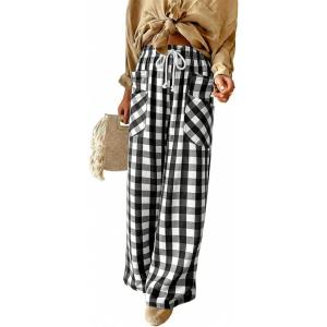image:imageAcelitt Women Checkered Pants with Pockets SXXLT Checker Black