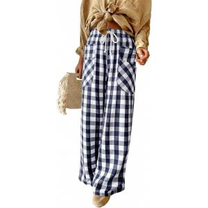 image:imageAcelitt Women Checkered Pants with Pockets SXXLT Checker Blue