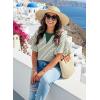 image:imageAcelitt Womens Short Sleeve Knit Tops 2025 Trendy Crewneck Striped T Shirts Casual Summer Blouses OutfitsV Green