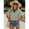 image:imageAcelitt Womens Short Sleeve Knit Tops 2025 Trendy Crewneck Striped T Shirts Casual Summer Blouses OutfitsV Green
