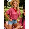 image:imageAcelitt Womens Short Sleeve Knit Tops 2025 Trendy Crewneck Striped T Shirts Casual Summer Blouses OutfitsV Rose