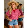 image:imageAcelitt Womens Short Sleeve Knit Tops 2025 Trendy Crewneck Striped T Shirts Casual Summer Blouses OutfitsV Rose