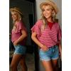 image:imageAcelitt Womens Short Sleeve Knit Tops 2025 Trendy Crewneck Striped T Shirts Casual Summer Blouses OutfitsV Rose
