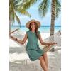 image:imageAcelitt Womens Summer Dresses 2026 Beach Casual Deep V Neck Loose Sundress Short Sleeve Mini Dress with PocketsSize DownZblack