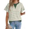 image:imageAcelitt Womens Short Sleeve Knit Tops 2025 Trendy Crewneck Striped T Shirts Casual Summer Blouses OutfitsV Green