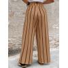 image:imageAcelitt Women Casual Drawstring Elastic Waist Striped Wide Leg Pants with Pockets SXXLStripes Beige