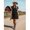 image:imageAcelitt Womens Summer Dresses 2026 Beach Casual Deep V Neck Loose Sundress Short Sleeve Mini Dress with PocketsSize DownChestnut