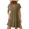 image:imageAcelitt Womens Summer Dresses 2026 Beach Casual Deep V Neck Loose Sundress Short Sleeve Mini Dress with PocketsSize DownFour Leaf Clover