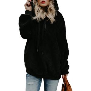 image:imageAcelitt Womens Oversized Fuzzy Fleece Sweatshirts with PocketsSXXLAbblack