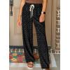 image:imageAcelitt Womens Casual Checkered Pants Elastic Waist Comfy Loose Wide Leg Pants with PocketsZblack