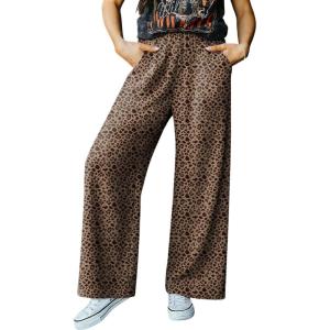 image:imageAcelitt Womens Casual Checkered Pants Elastic Waist Comfy Loose Wide Leg Pants with PocketsZelmwood