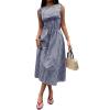 image:imageAcelitt Summer Maxi Dresses for Women 2026 Smocked Waist Gingham Dress Flowy A Line Beach Long Sundresses with PocketsBlue