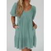 image:imageAcelitt Womens Summer Dresses 2026 Beach Casual Deep V Neck Loose Sundress Short Sleeve Mini DressGrass Green