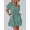 image:imageAcelitt Womens Summer Dresses 2026 Beach Casual Deep V Neck Loose Sundress Short Sleeve Mini DressGrass Green