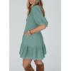 image:imageAcelitt Womens Summer Dresses 2026 Beach Casual Deep V Neck Loose Sundress Short Sleeve Mini DressGrass Green