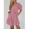 image:imageAcelitt Womens Summer Dresses 2026 Beach Casual Deep V Neck Loose Sundress Short Sleeve Mini DressPink