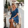 image:imageAcelitt Womens Summer Dresses 2026 Beach Casual Deep V Neck Loose Sundress Short Sleeve Mini DressSky Blue