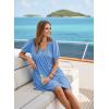 image:imageAcelitt Womens Summer Dresses 2026 Beach Casual Deep V Neck Loose Sundress Short Sleeve Mini DressSky Blue