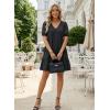 image:imageAcelitt Womens Summer Dresses 2026 Beach Casual Deep V Neck Loose Sundress Short Sleeve Mini DressXblackish Green