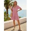 image:imageAcelitt Womens Summer Dresses 2026 Beach Casual Deep V Neck Loose Sundress Short Sleeve Mini DressXblackish Green