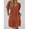 image:imageAcelitt Womens Summer Dresses 2026 Beach Casual Deep V Neck Loose Sundress Short Sleeve Mini DressXcinnamon