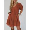image:imageAcelitt Womens Summer Dresses 2026 Beach Casual Deep V Neck Loose Sundress Short Sleeve Mini DressXcinnamon