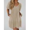 image:imageAcelitt Womens Summer Dresses 2026 Beach Casual Deep V Neck Loose Sundress Short Sleeve Mini DressXparchment