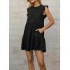 image:imageAcelitt Womens Summer Dresses 2026 Beach Casual Deep V Neck Loose Sundress Short Sleeve Mini DressYblack