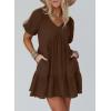 image:imageAcelitt Womens Summer Dresses 2026 Beach Casual Deep V Neck Loose Sundress Short Sleeve Mini DressYchicory Coffee