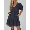 image:imageAcelitt Womens Summer Dresses 2026 Beach Casual Deep V Neck Loose Sundress Short Sleeve Mini DressYdark Gray
