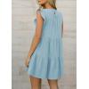 image:imageAcelitt Womens Summer Dresses 2026 Beach Casual Deep V Neck Loose Sundress Short Sleeve Mini DressYlight Blue