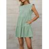 image:imageAcelitt Womens Summer Dresses 2026 Beach Casual Deep V Neck Loose Sundress Short Sleeve Mini DressYmint Green