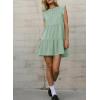image:imageAcelitt Womens Summer Dresses 2026 Beach Casual Deep V Neck Loose Sundress Short Sleeve Mini DressYmint Green