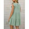 image:imageAcelitt Womens Summer Dresses 2026 Beach Casual Deep V Neck Loose Sundress Short Sleeve Mini DressYmint Green