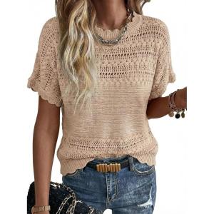 image:imageAcelitt Womens Short Sleeve Knit Sweater Tops SXXLBeige
